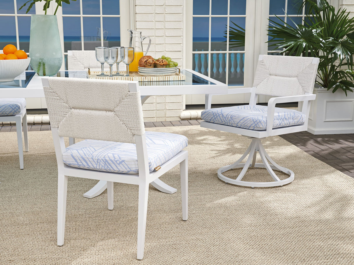 Ocean Breeze Promenade - Swivel Rocker Arm Chair - White / Light Blue