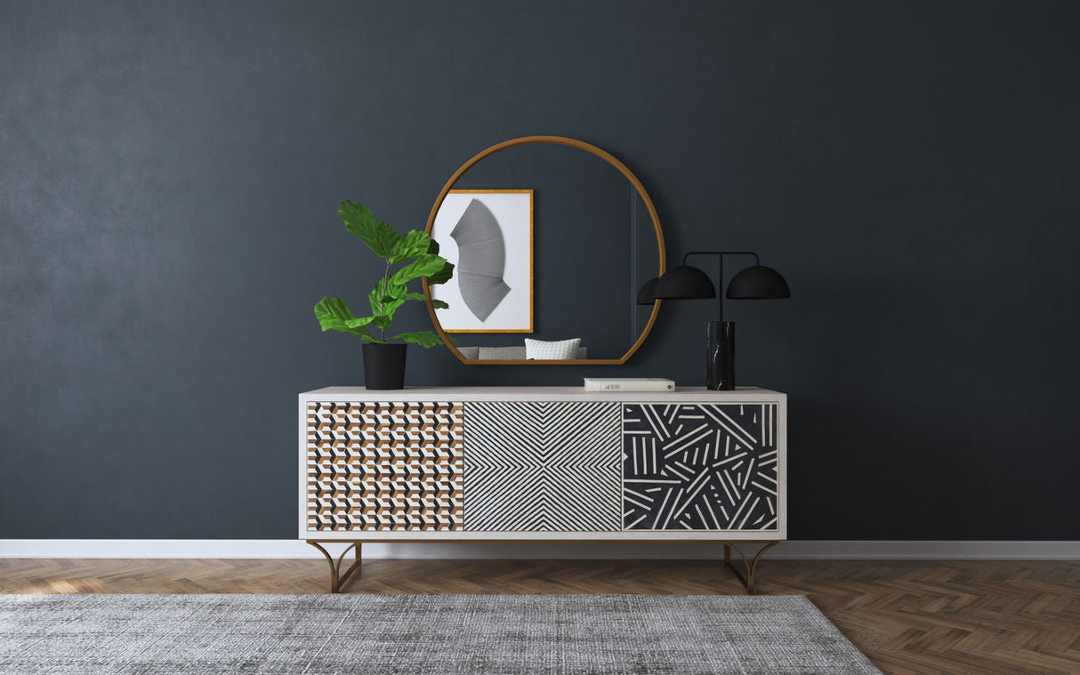 Commerce And Market - Jaiden 3-Door Credenza - Beige / Light Brown