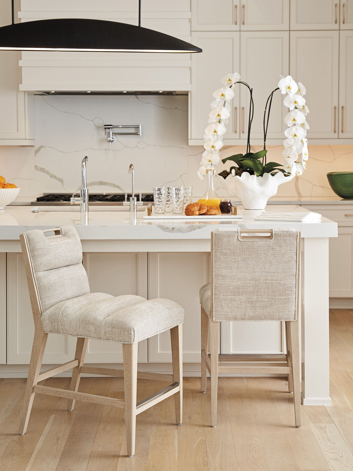 Sunset Key - Greer Channeled Upholstered Bar Stool