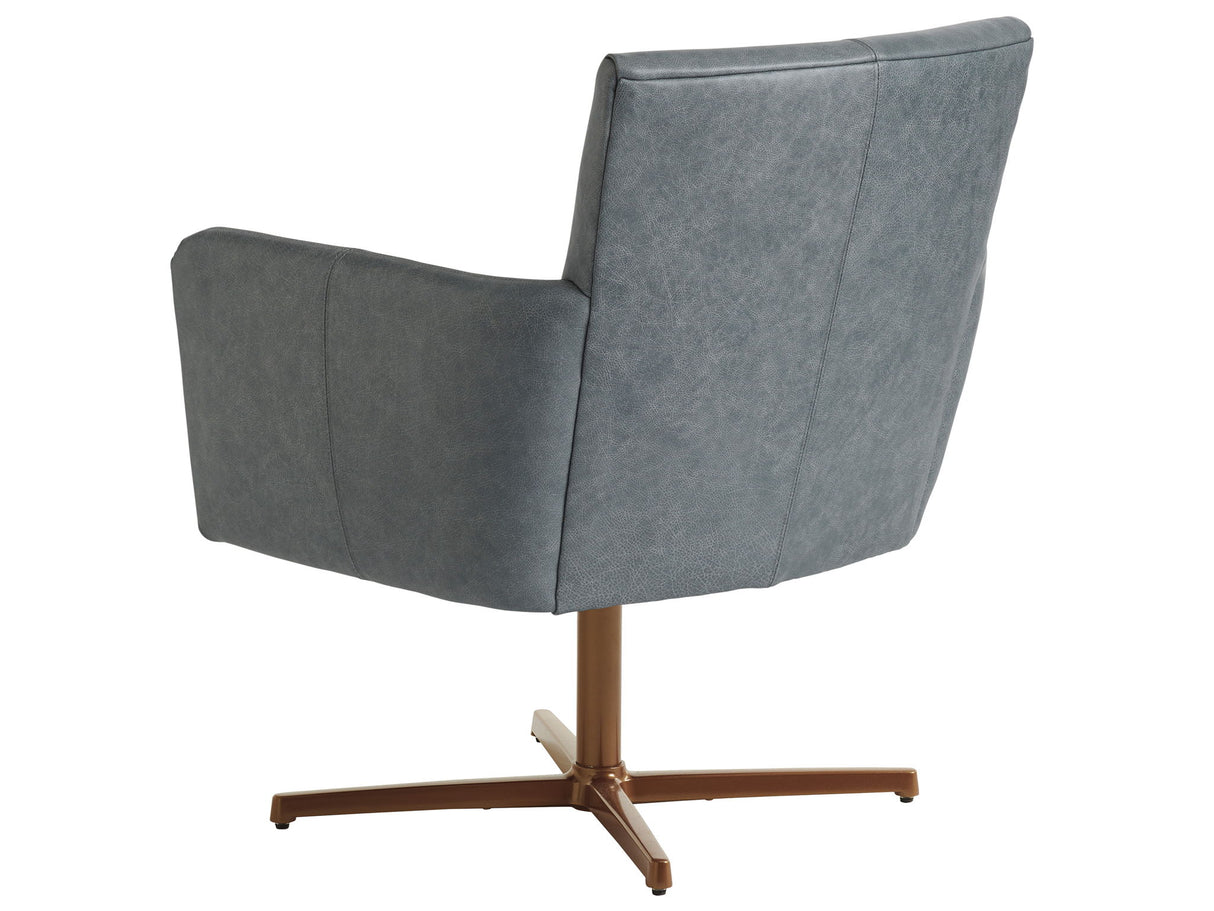 Barclay Butera Upholstery - Brooks Leather Swivel Chair - Dark Gray