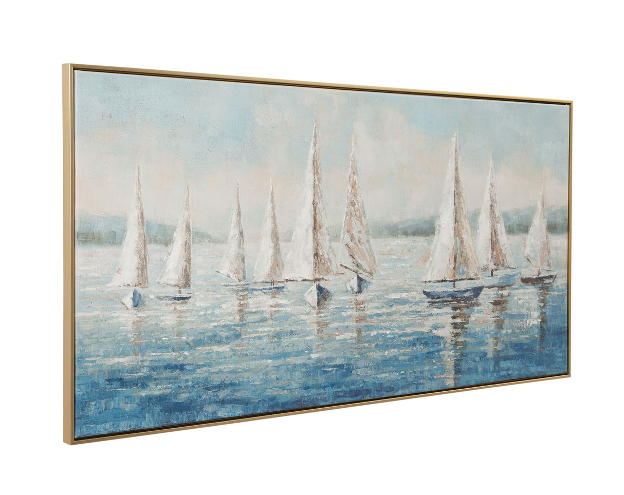 Sailing Day Framed Canvas - Blue