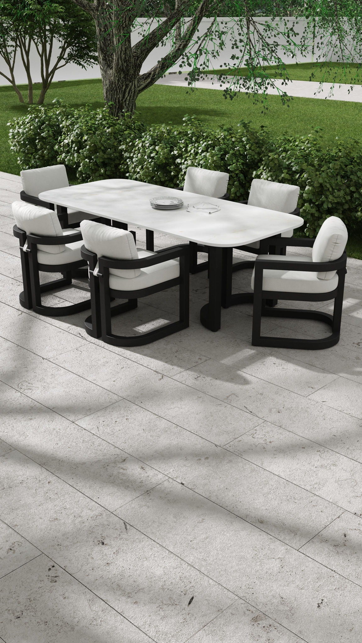 Malibu - 96" Dining Table - Black / White