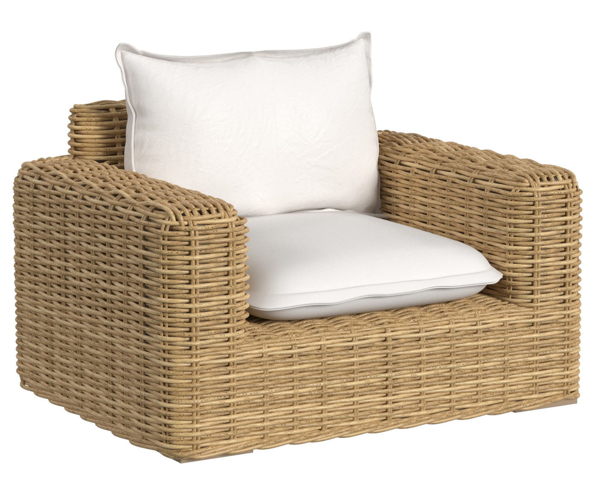 Playa - Club Chair With Flange Welt - Light Brown / White