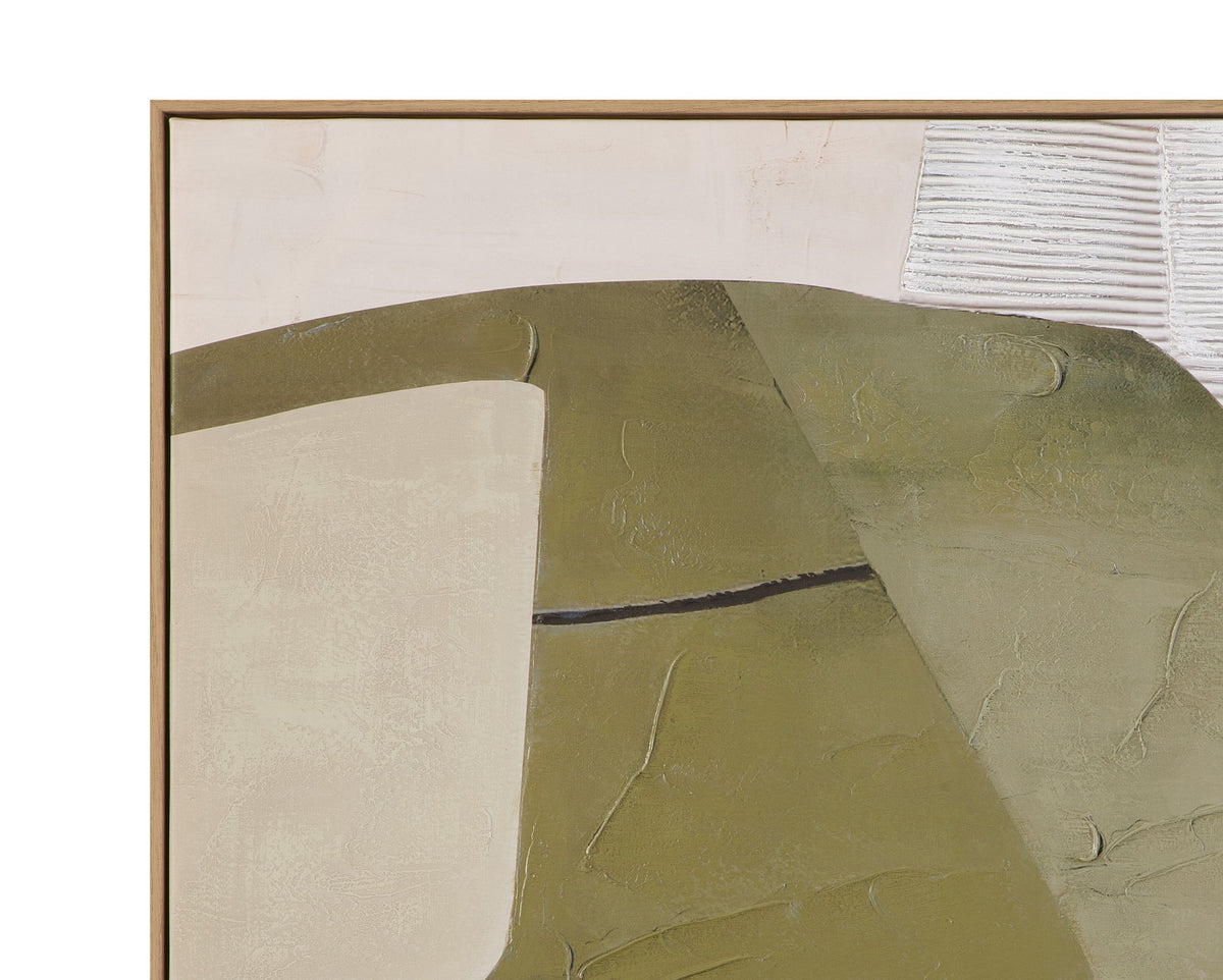 Olive Form Framed Canvas - Cream