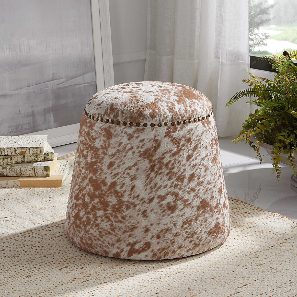 Gumdrop - Hide Ottoman - Light Brown