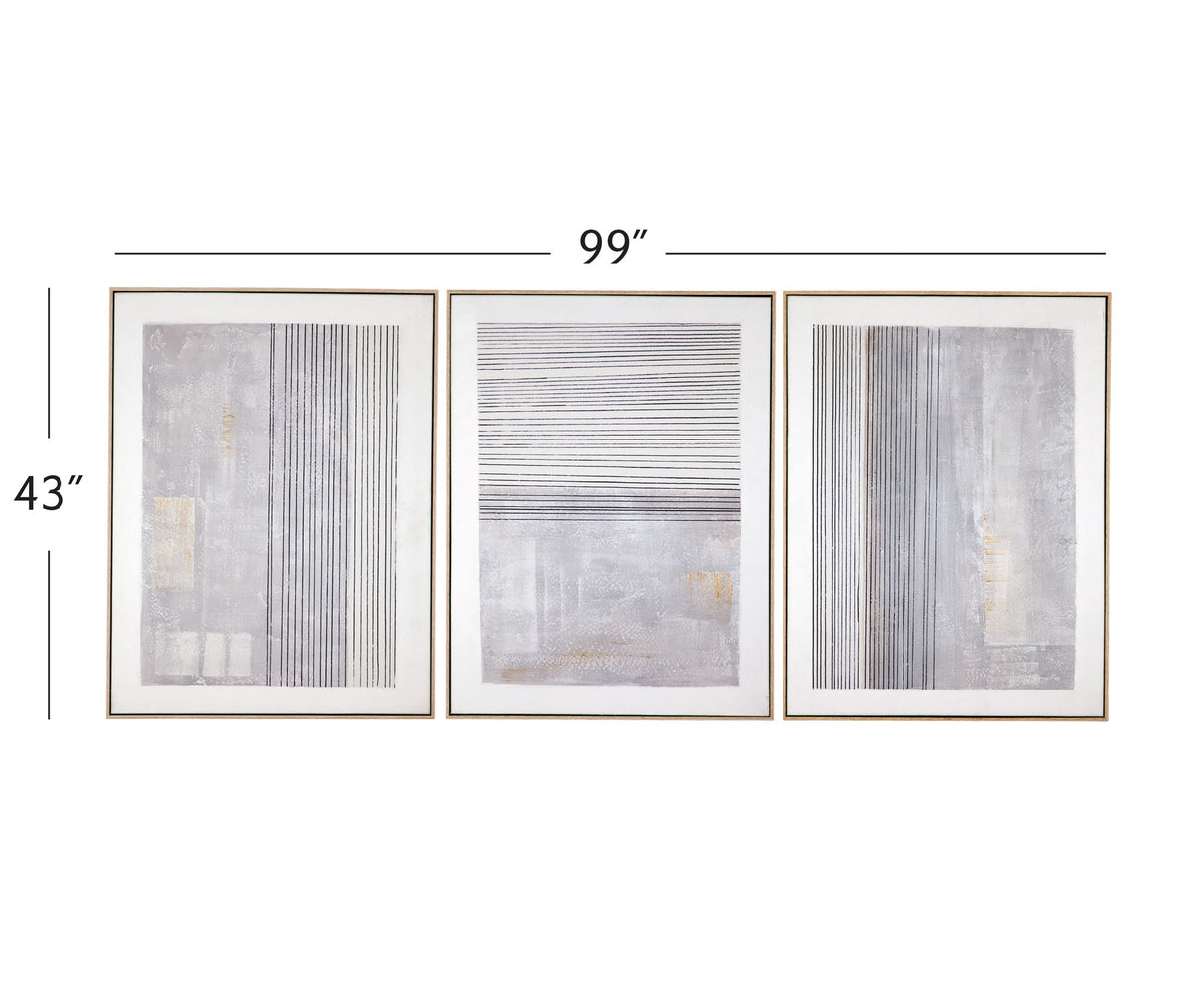 Razi Framed Canvas (Set of 3) - Gray