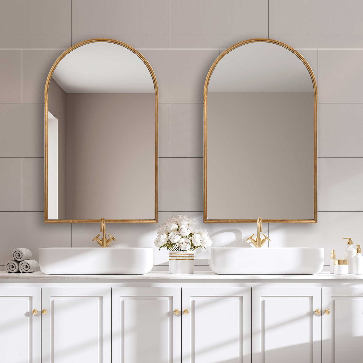 Arch Mirror - Lightly Antiqued Gold
