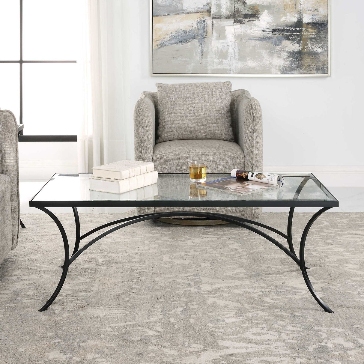Alayna - Metal & Glass Coffee Table - Black