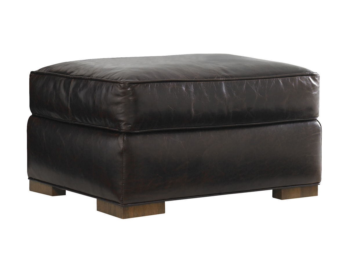 Tower Place - Edgemere Leather Ottoman - Dark Gray