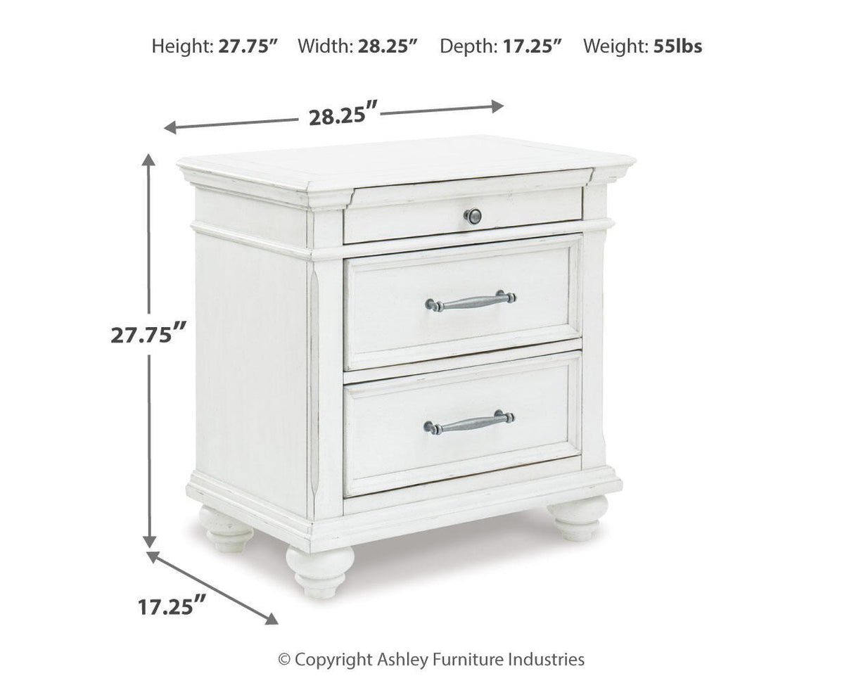 Kanwyn - Three Drawer Night Stand - Whitewash