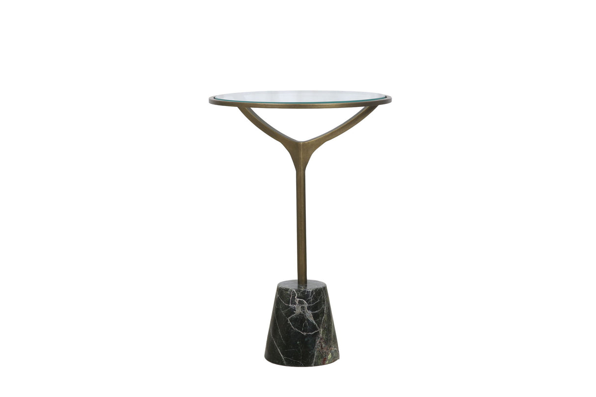Gianna - Accent Table - Antique Brass / Green Marble