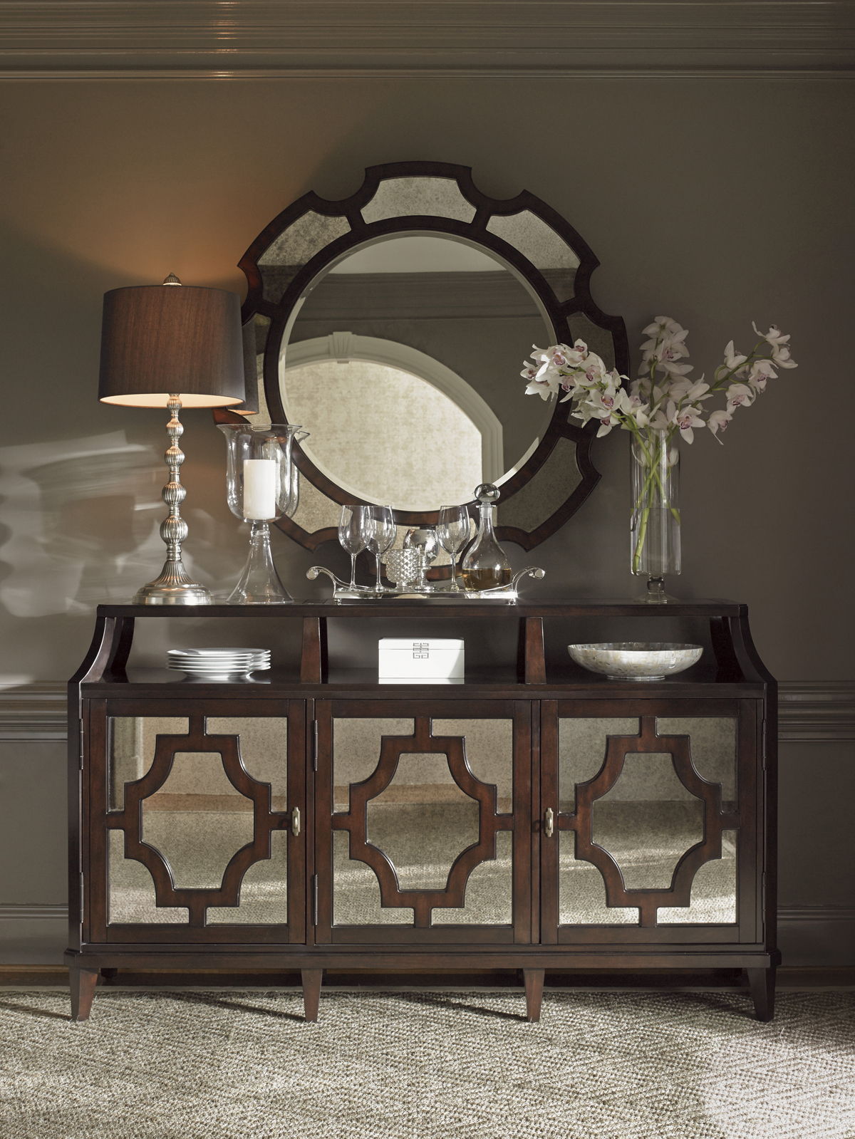 Kensington Place - Del Mar Round Mirror - Dark Brown