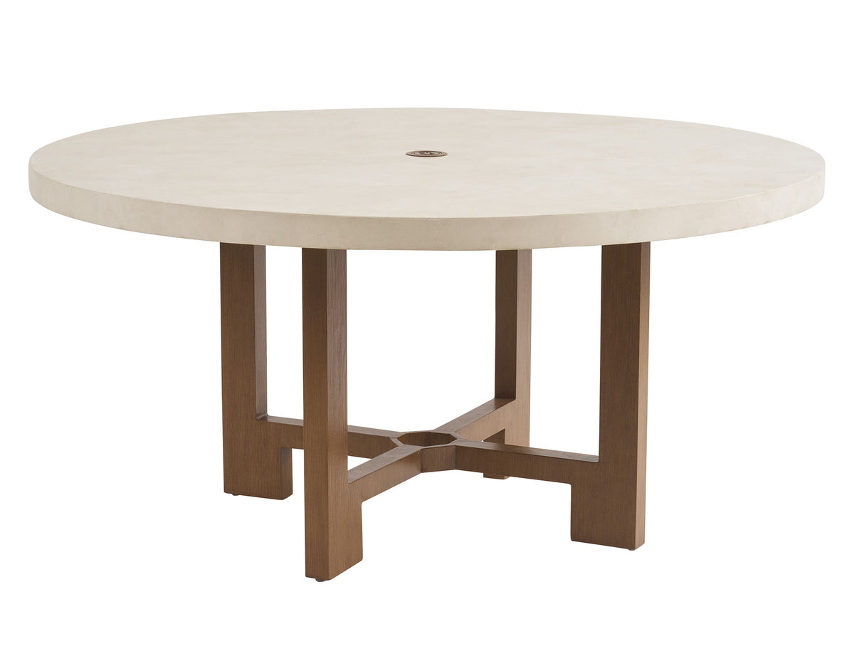 Palm Desert Poolside - Round Dining Table - Dark Brown / White
