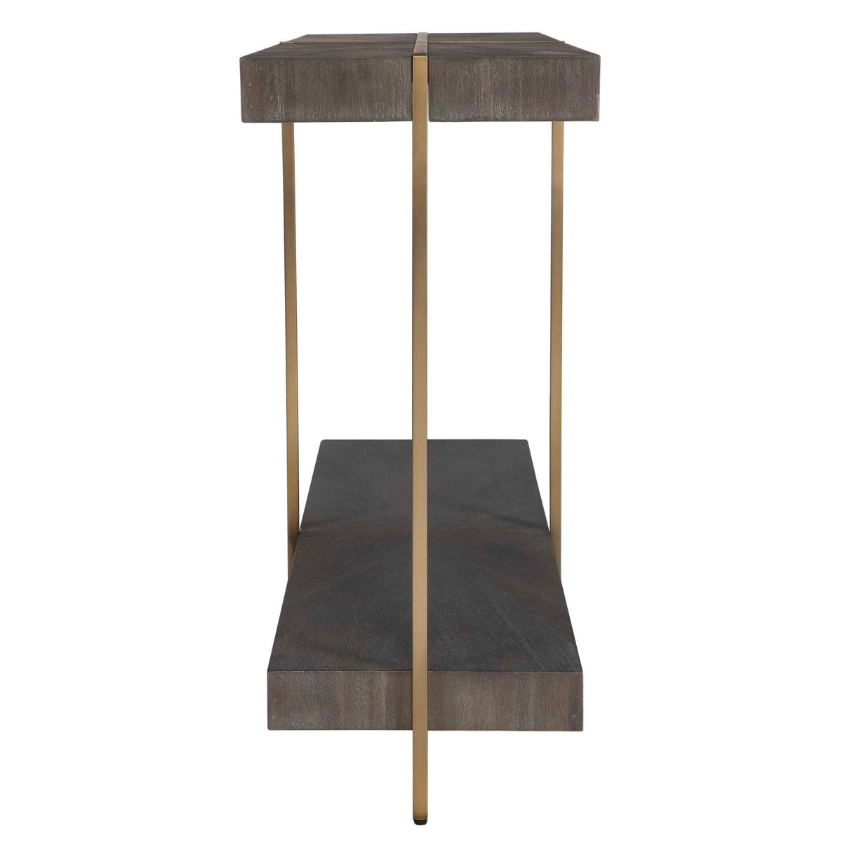 Taja - Modern Brass / Wood Console Table - Gold