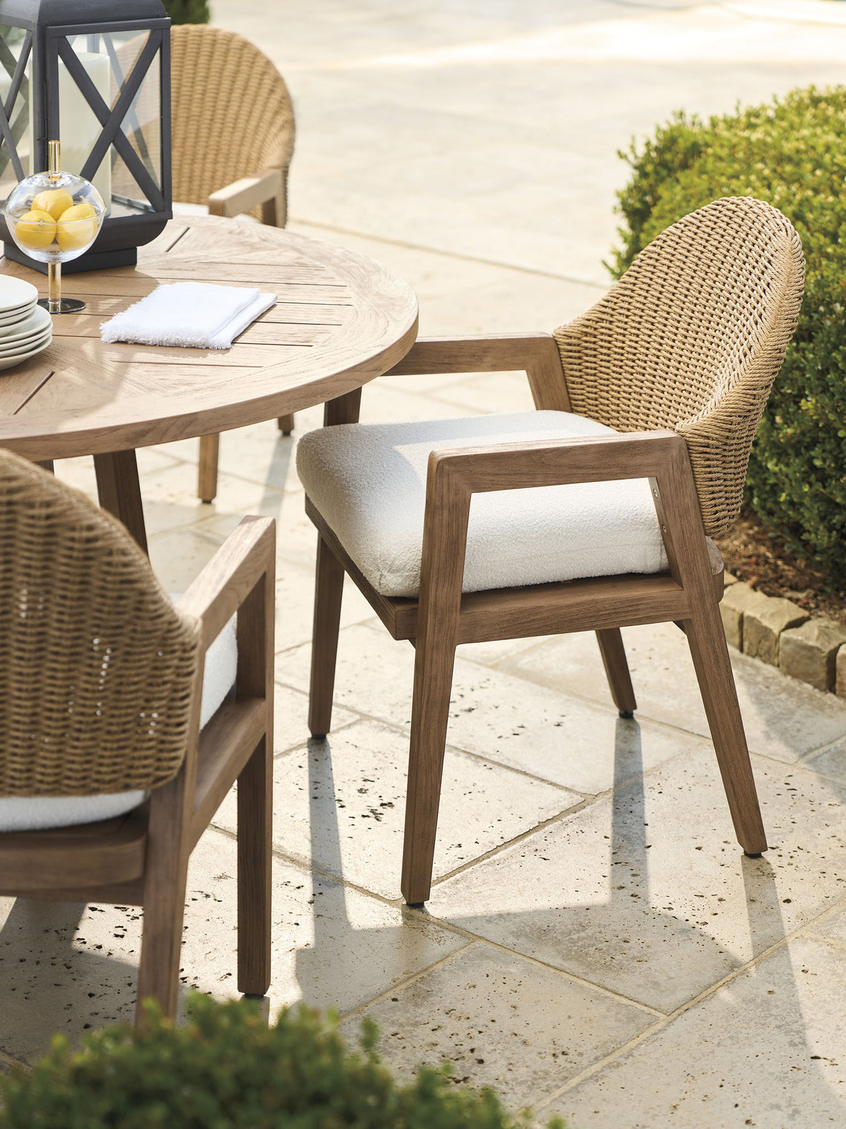 Isle Of Palms - Arm Dining Chair - Dark Brown / White