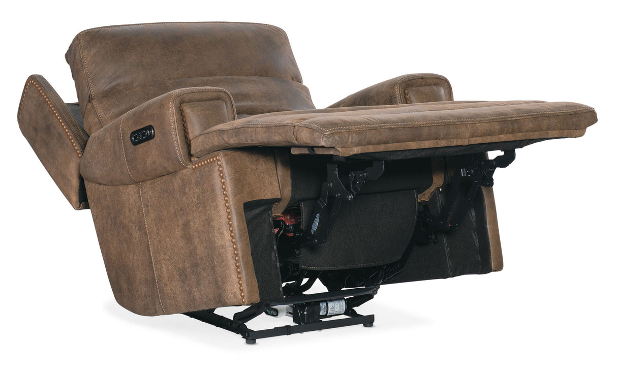 MS - Wheeler Power Recliner With Power Headrest - Dark Brown