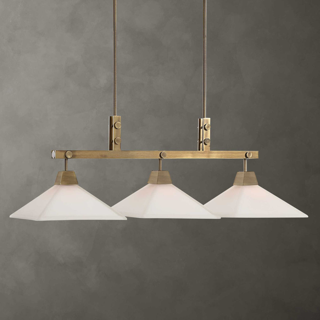 Brookdale - Industrial 3 Light Linear Chandelier - Gold