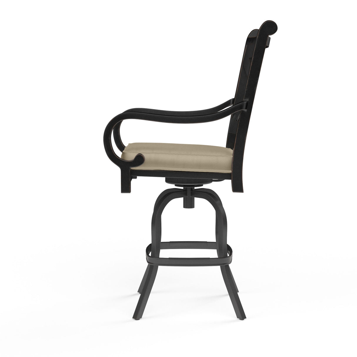 Monterey - Barstool, With Self Welt - Linen Stone / Black