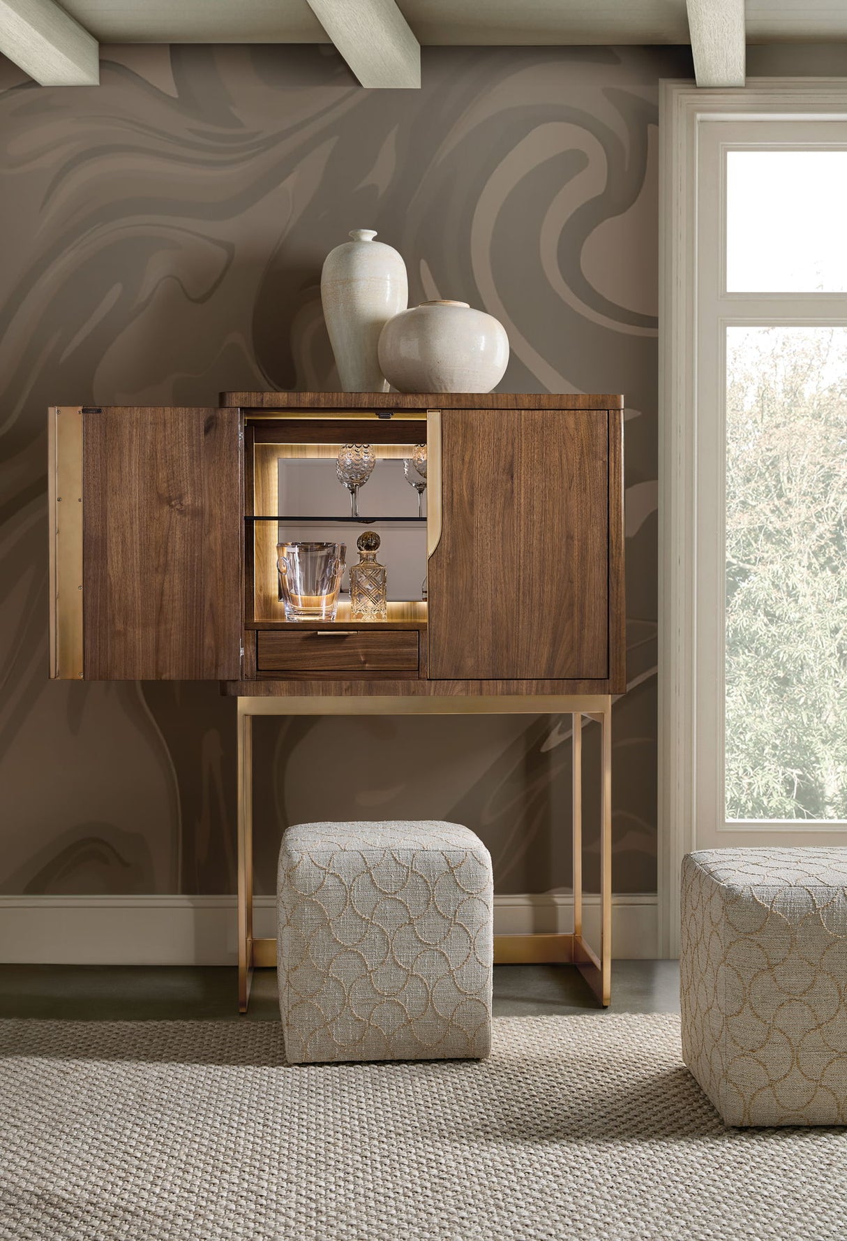 Eleana - Bar On Stand - Medium Wood