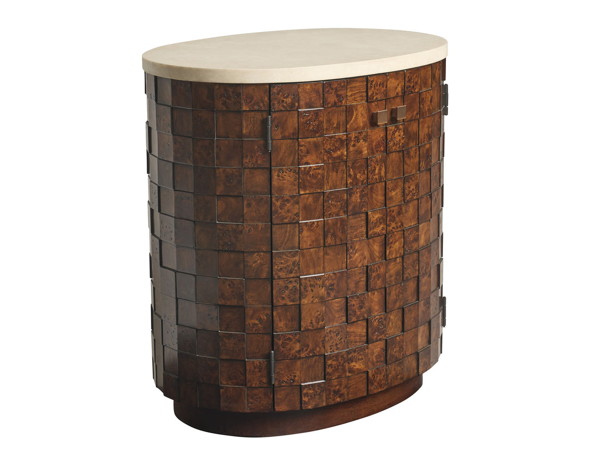 Rendezvous - Morella Oval Nightstand - Dark Brown / White