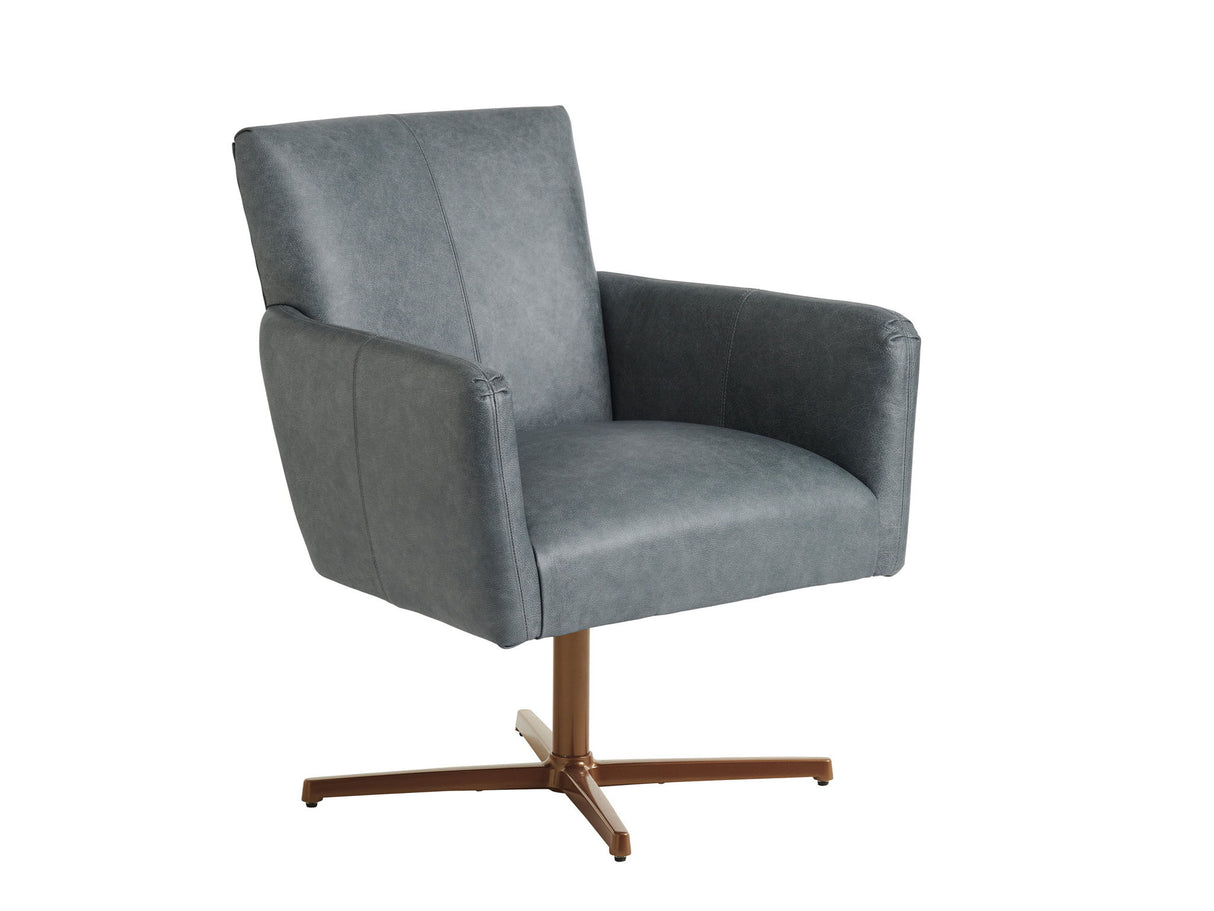 Barclay Butera Upholstery - Brooks Leather Swivel Chair - Dark Gray