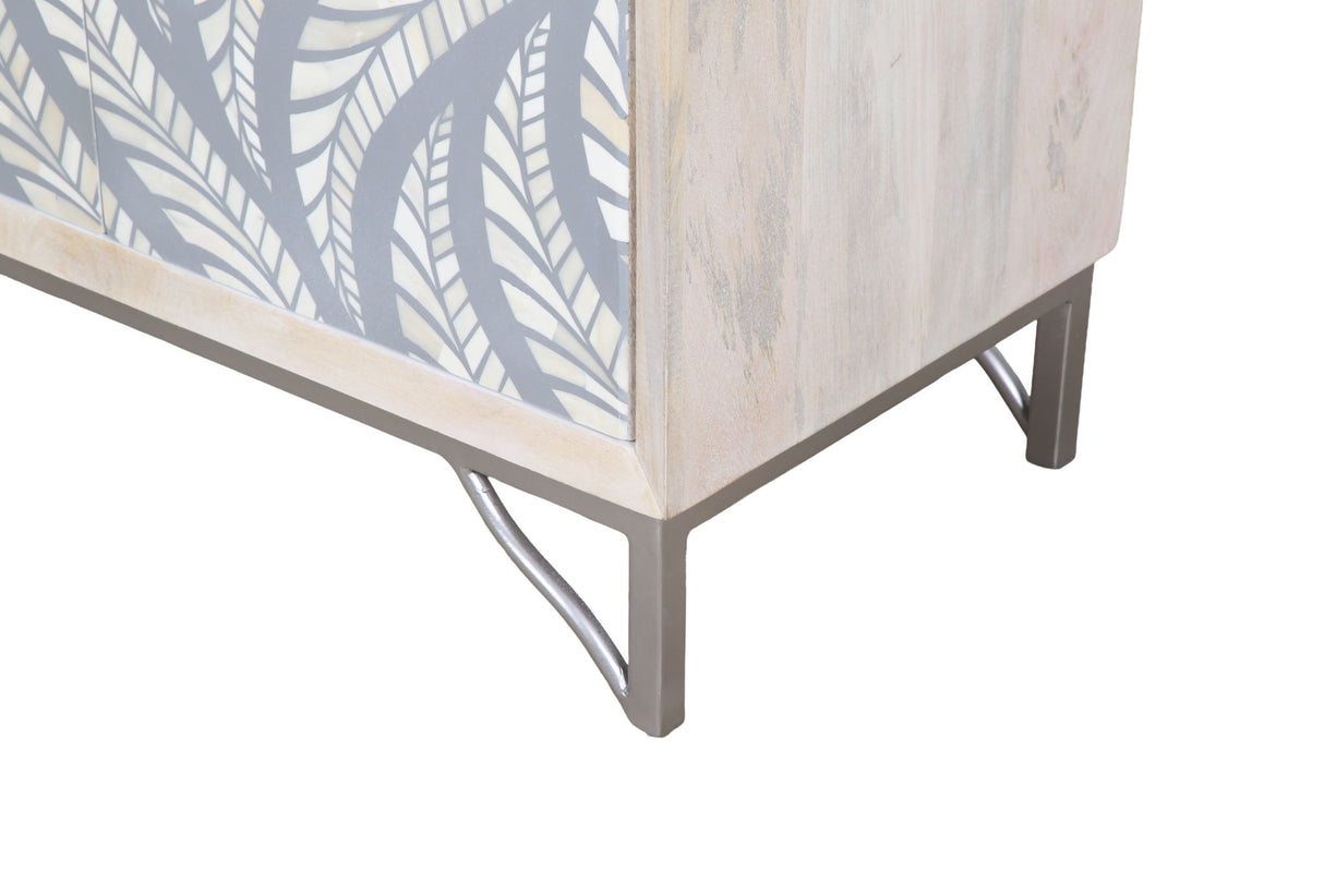 Leia - Bar Cabinet - White Mango / Ivory Bone / Gray