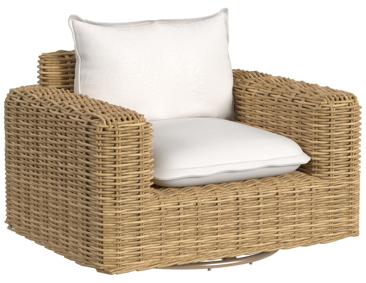 Playa - Swivel Club Glider With Flange Welt - Light Brown / White