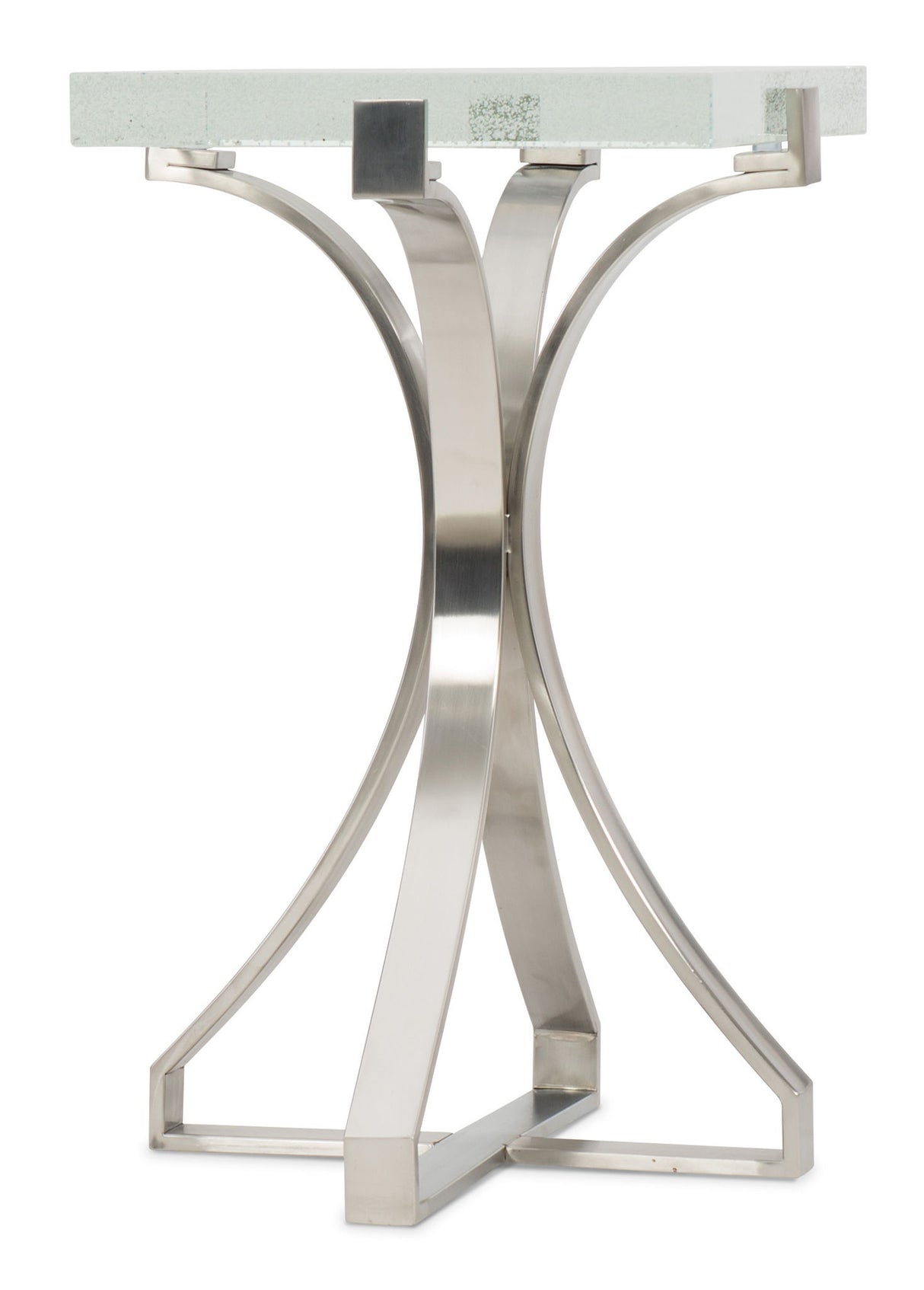 Melange - Bubble Glass Accent Table - Pearl Silver