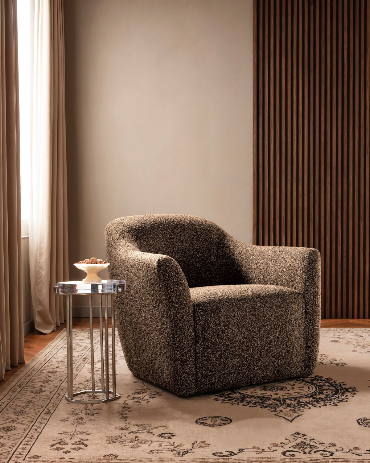 Melange - Grove Round End Table - Dark Brown / Bronze