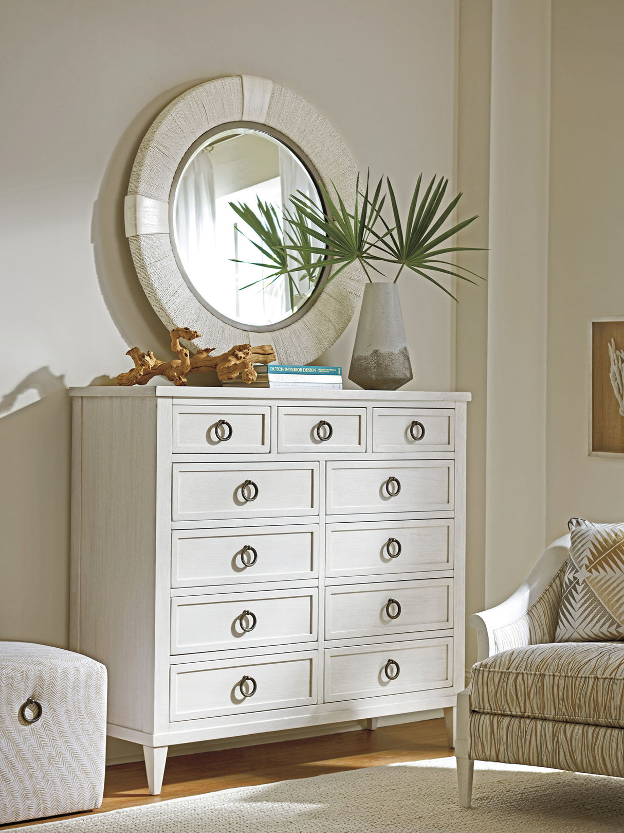 Ocean Breeze - Seacroft Round Mirror - White