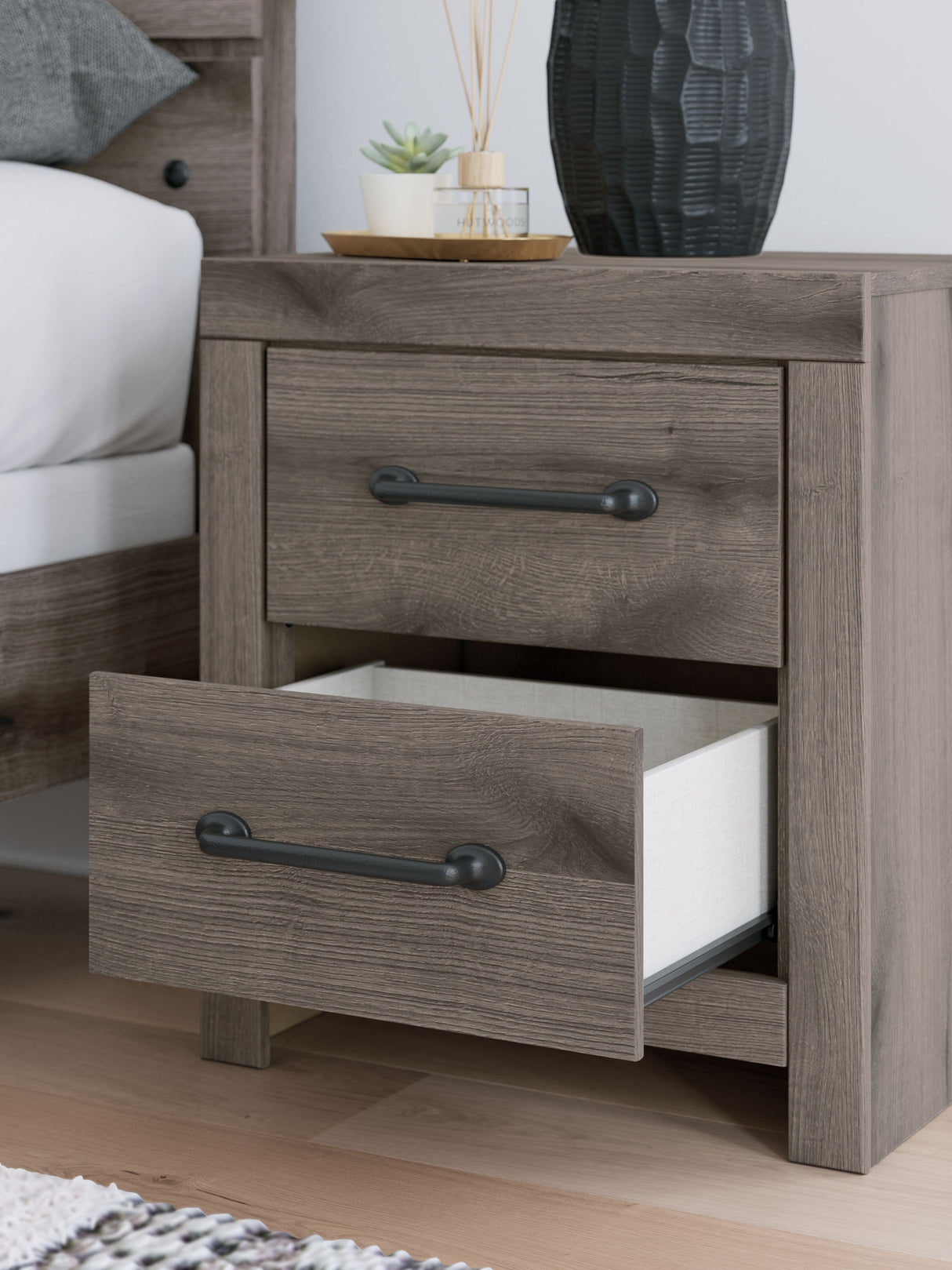 Graystorm - Two Drawer Night Stand - Brown Gray