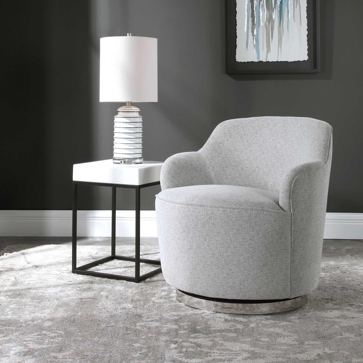 Hobart - Casual Swivel Chair - Gray