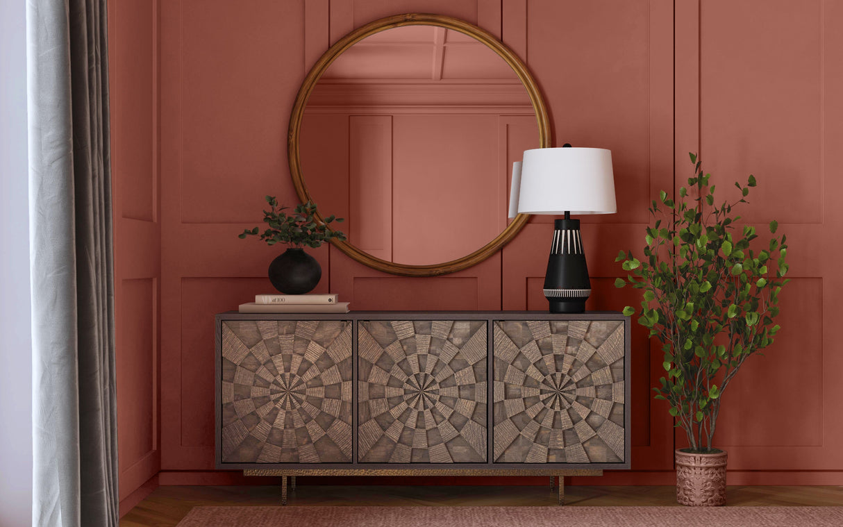 Adrienne - Server - Sandblasted Dark Brown & Antique Gold Metal