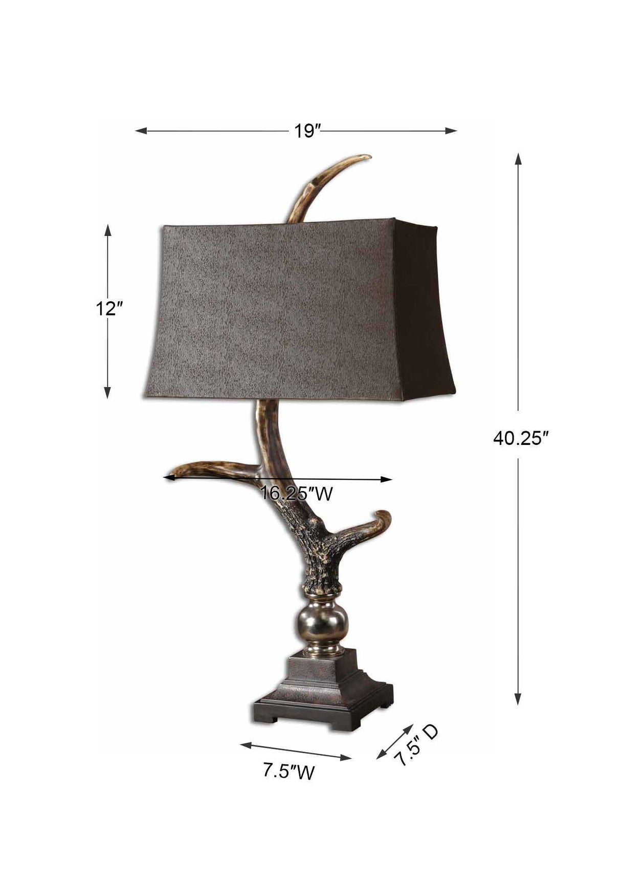 Stag Horn - Dark Shade Table Lamp - Brown, Dark