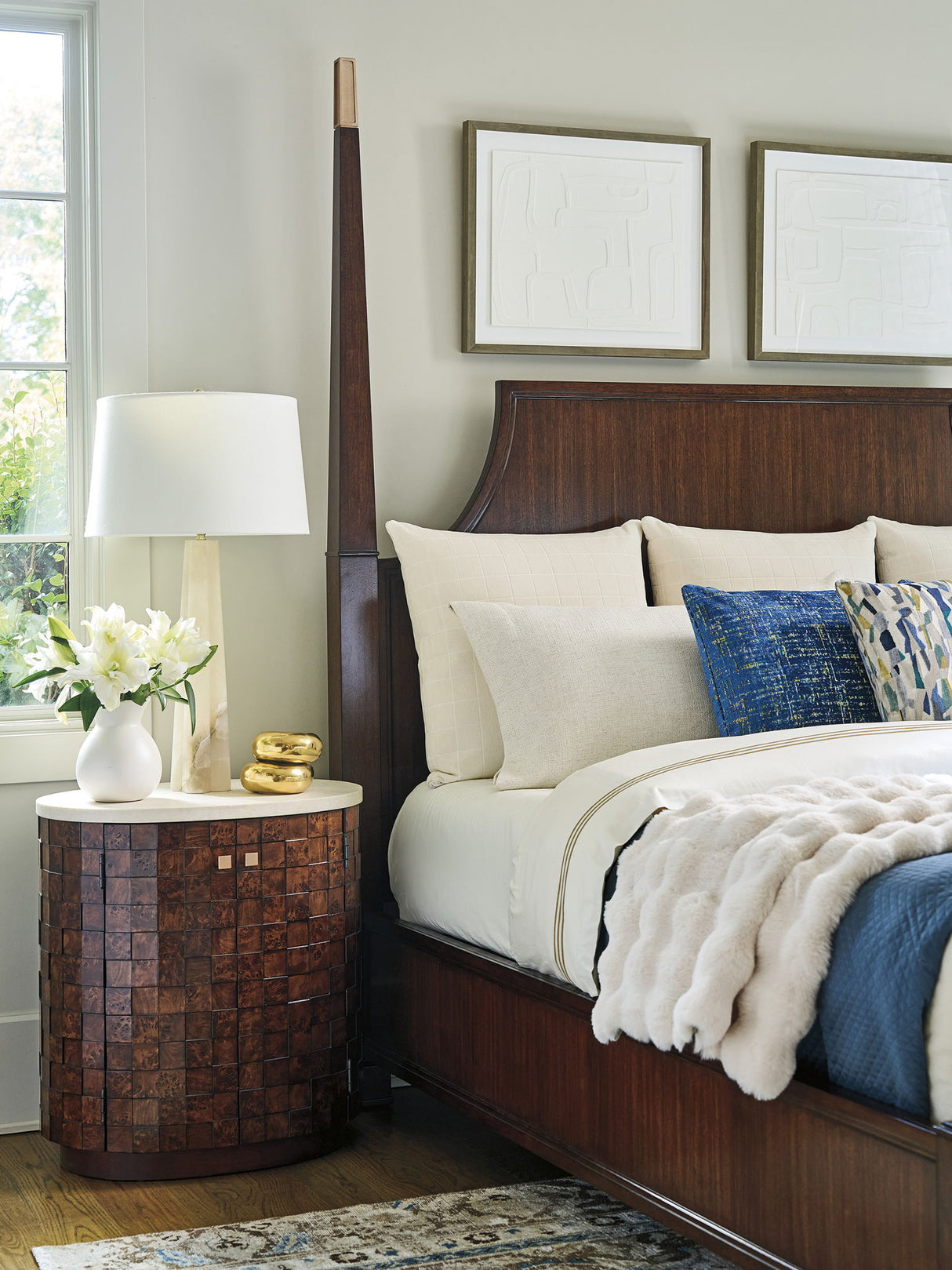 Rendezvous - Morella Oval Nightstand - Dark Brown / White