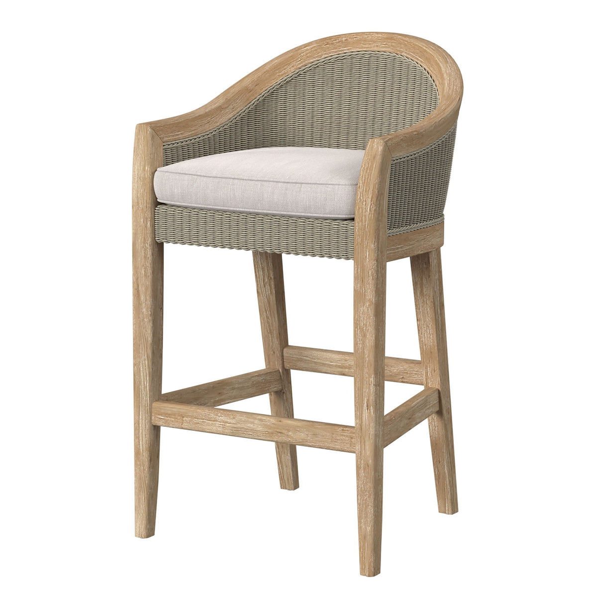 Cambria - Barstool In Canvas With Selt Welt - Coastal Teak / Latte Wicker