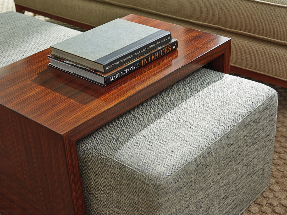 Lexington Upholstery - Broadway Cocktail Ottoman With Slide - Gray / Dark Brown