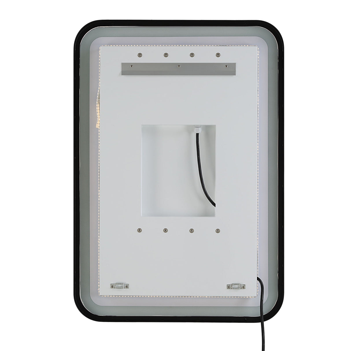 Crofton - Vanity Mirror - Black & Pearl Silver