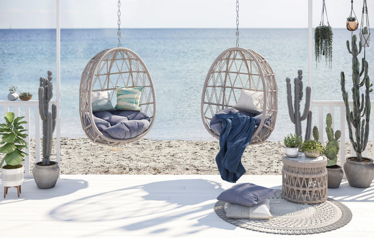 Dana - Rope Hanging Club Chair, With Self Welt - Linen Canvas