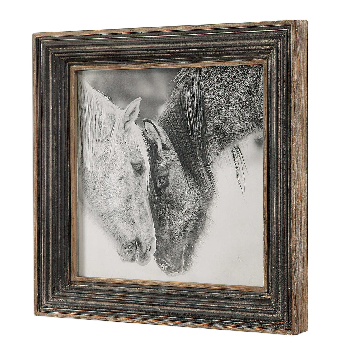 Custom Black And White Horses - Print - Brown, Dark