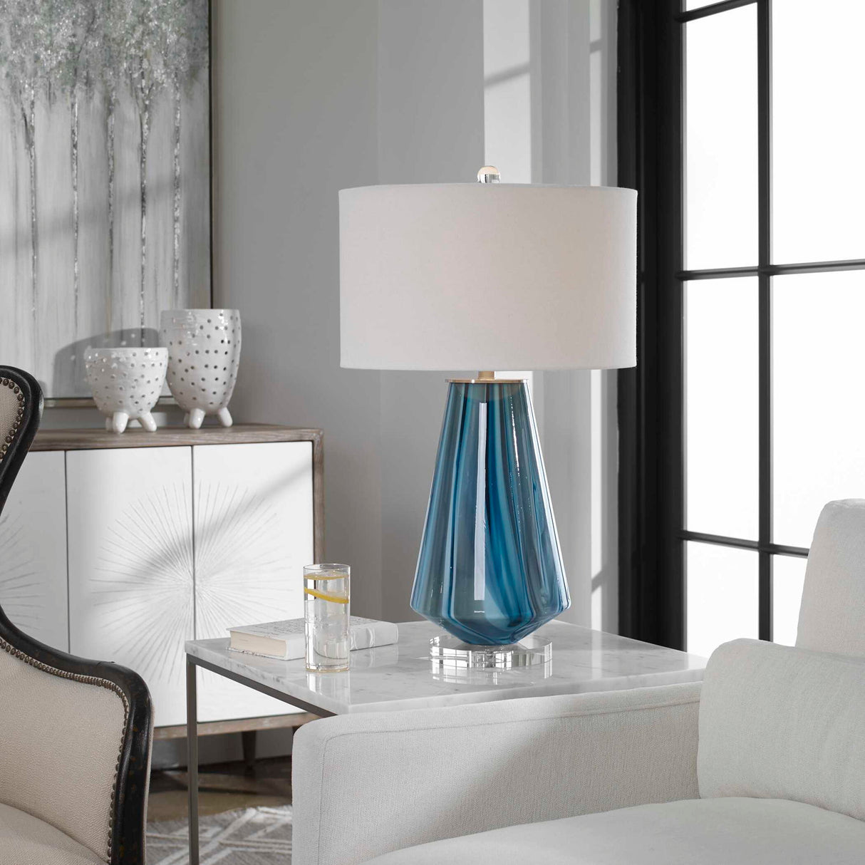 Pescara - Glass Lamp - Teal-gray