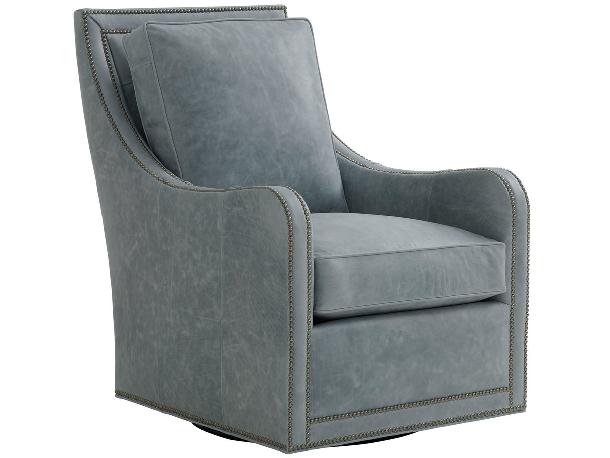 Lexington Leather - Tifton Leather Swivel Chair - Light Blue