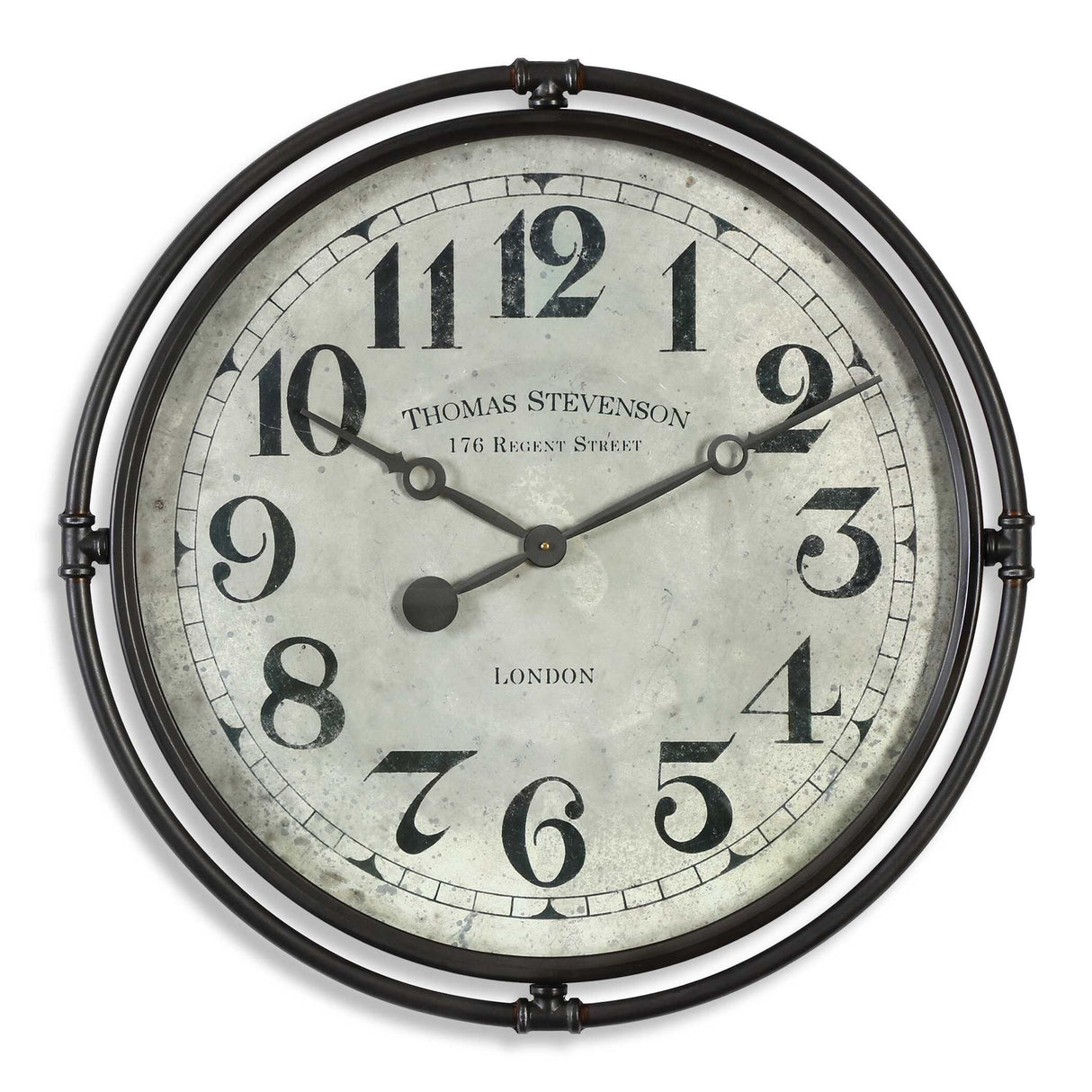 Nakul - Industrial Wall Clock - Pearl Silver