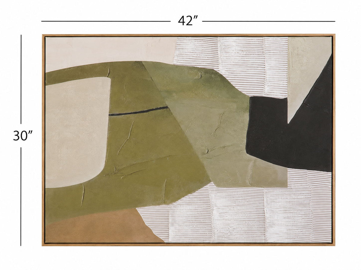 Olive Form Framed Canvas - Cream
