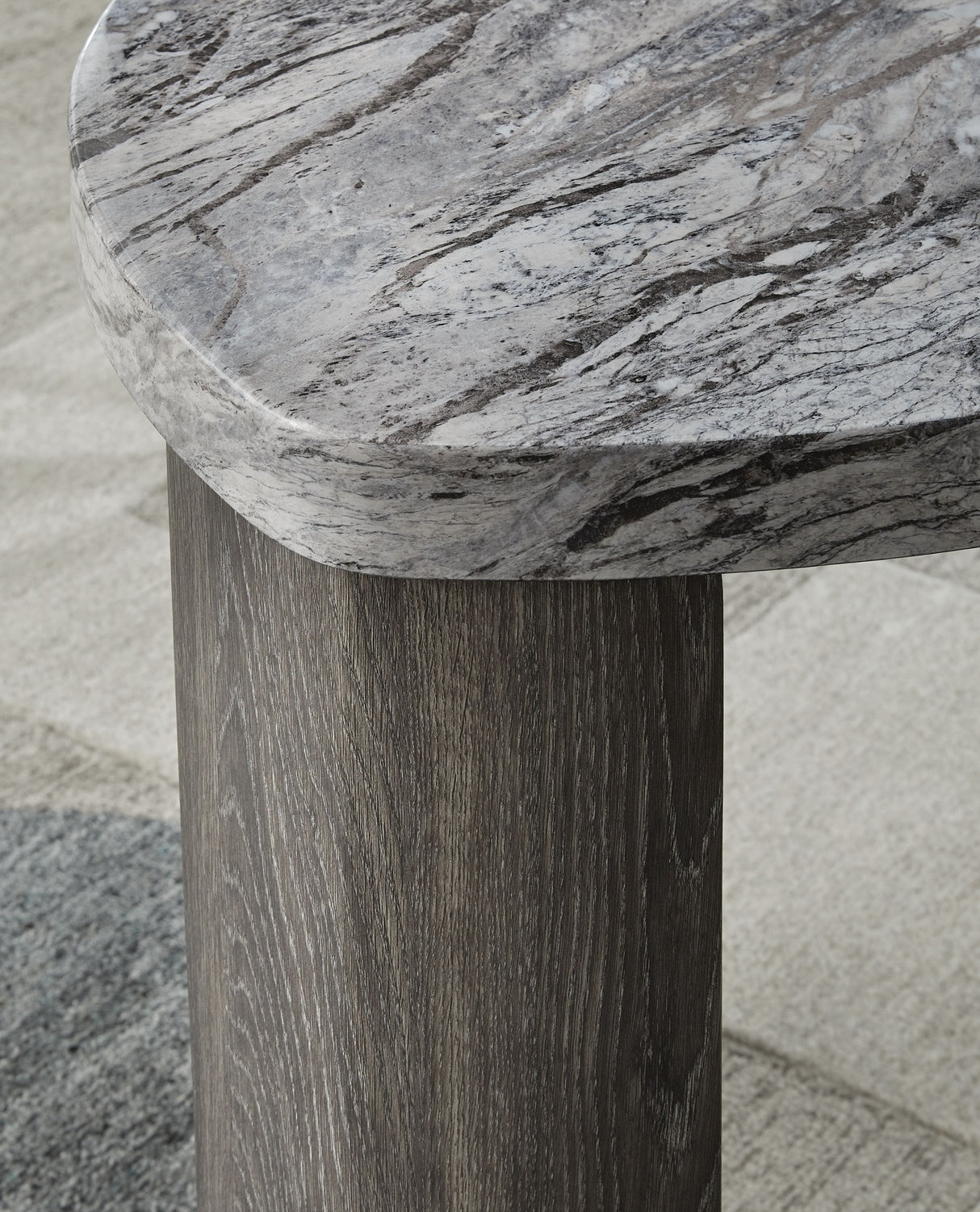 Surmour - Triangle End Table - Gray / Brown