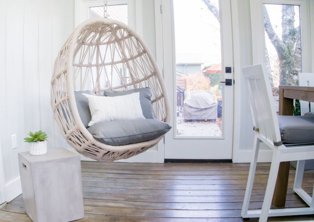 Dana - Rope Hanging Club Chair, With Self Welt - Linen Canvas