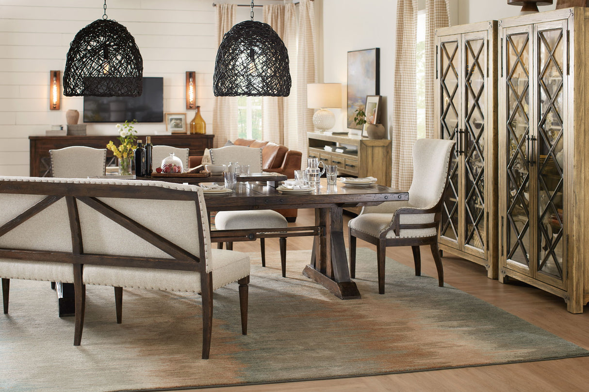 American Life - Roslyn County Trestle Dining Table With Leaves - Dark Brown