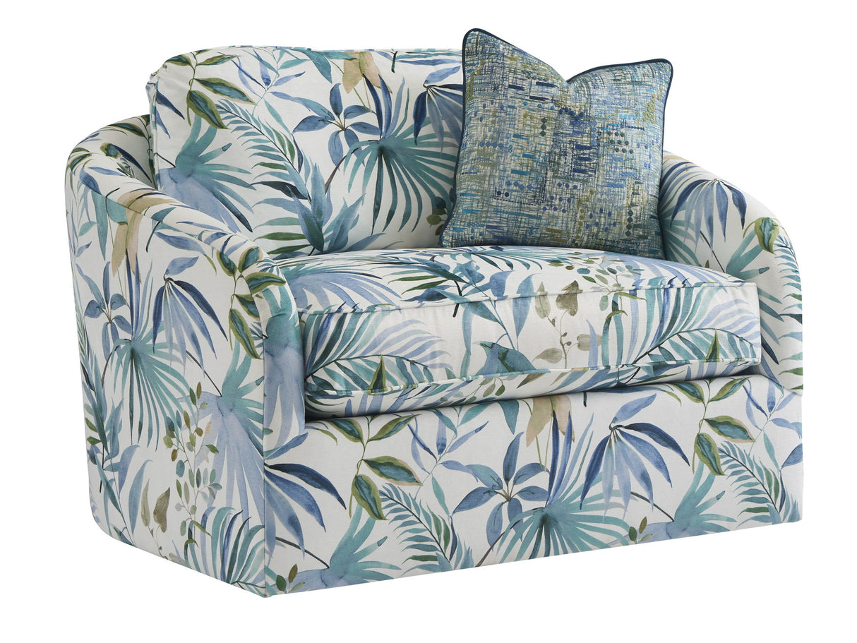 Key Biscayne - Moorings Swivel Chair - Light Brown / Light Blue