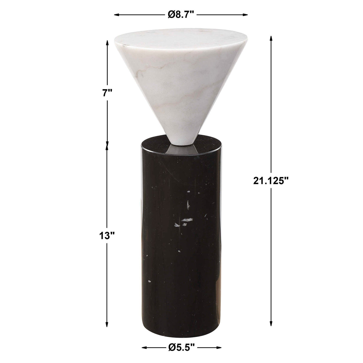 Top Hat - Marble Drink Table - White & Black