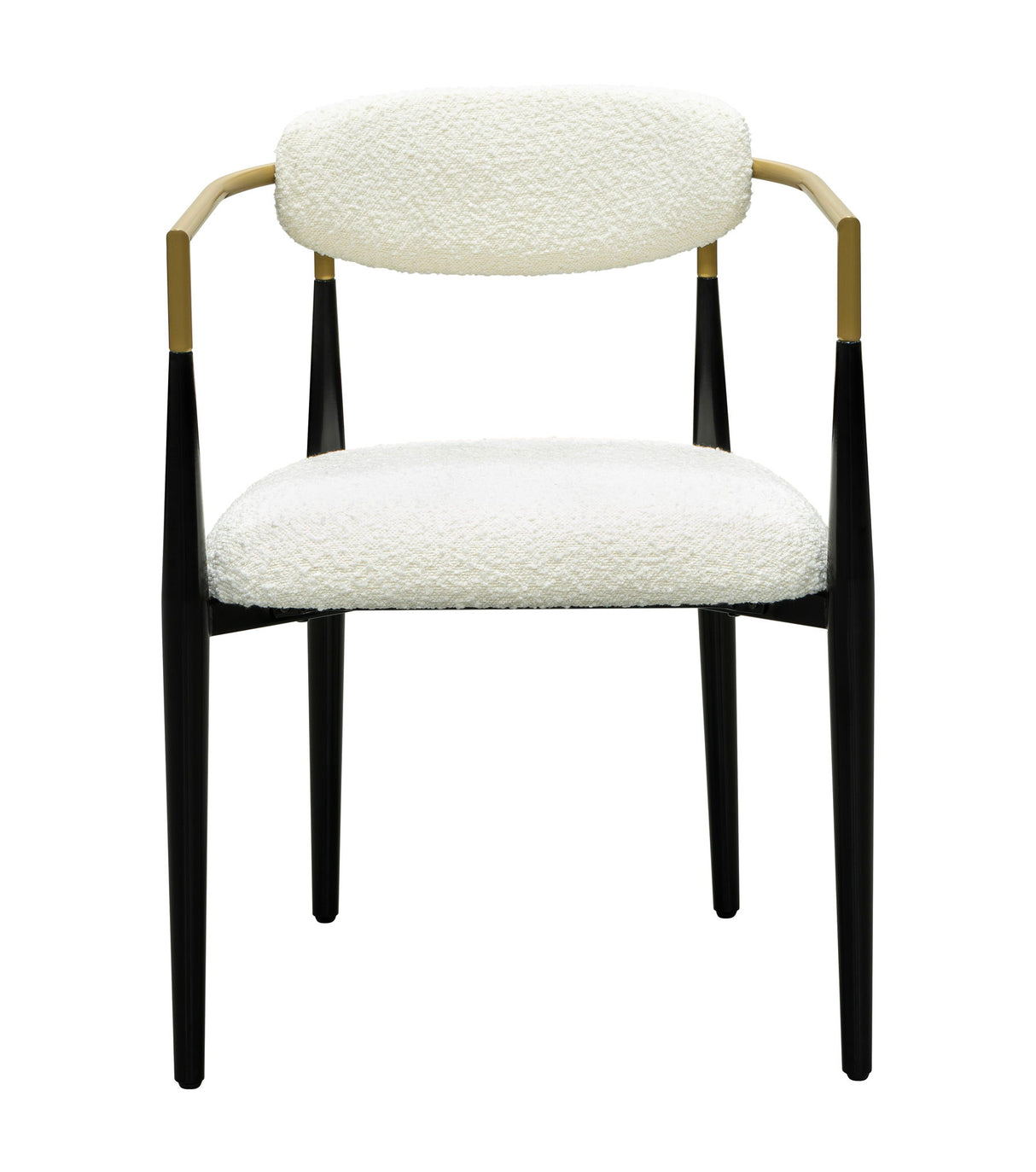 Jenson - White Dining Chair - Semi-Gloss Black /Brushed Gold / Ivory Boucle